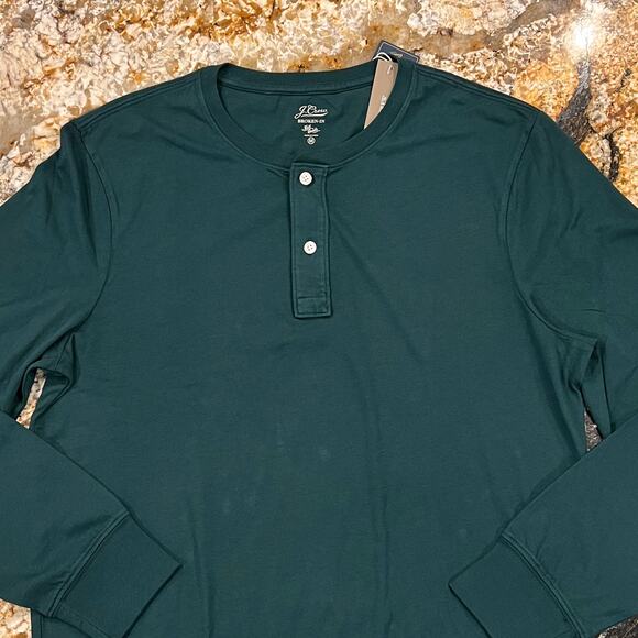 NWT J. Crew Men's Old Forest Green Broken-In Henley Shirt - Picture 5 of 7
